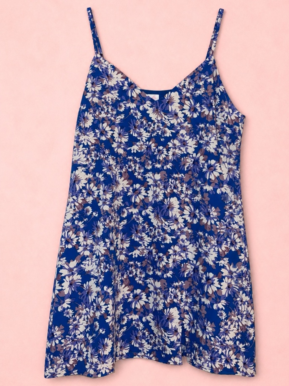 Pink Lily Blue Floral Slip Dress Spaghetti Strap  3XL